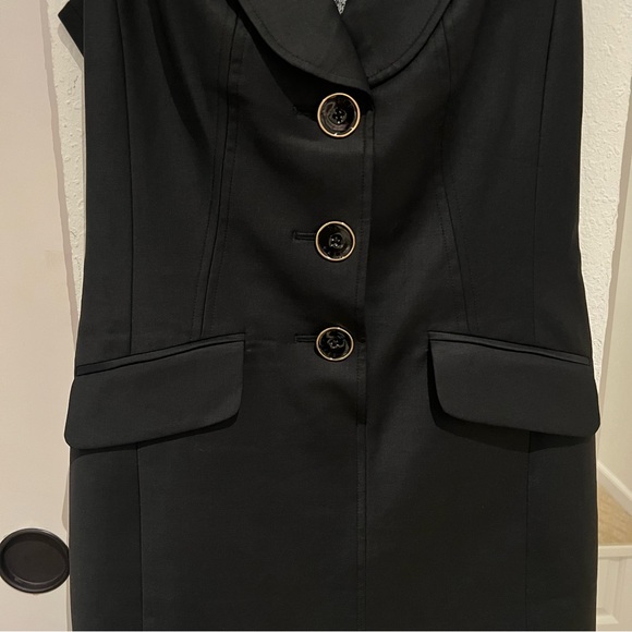 RARE Ted Baker Little Black Dress Suiting Dress Button Front - Picture 2 of 14